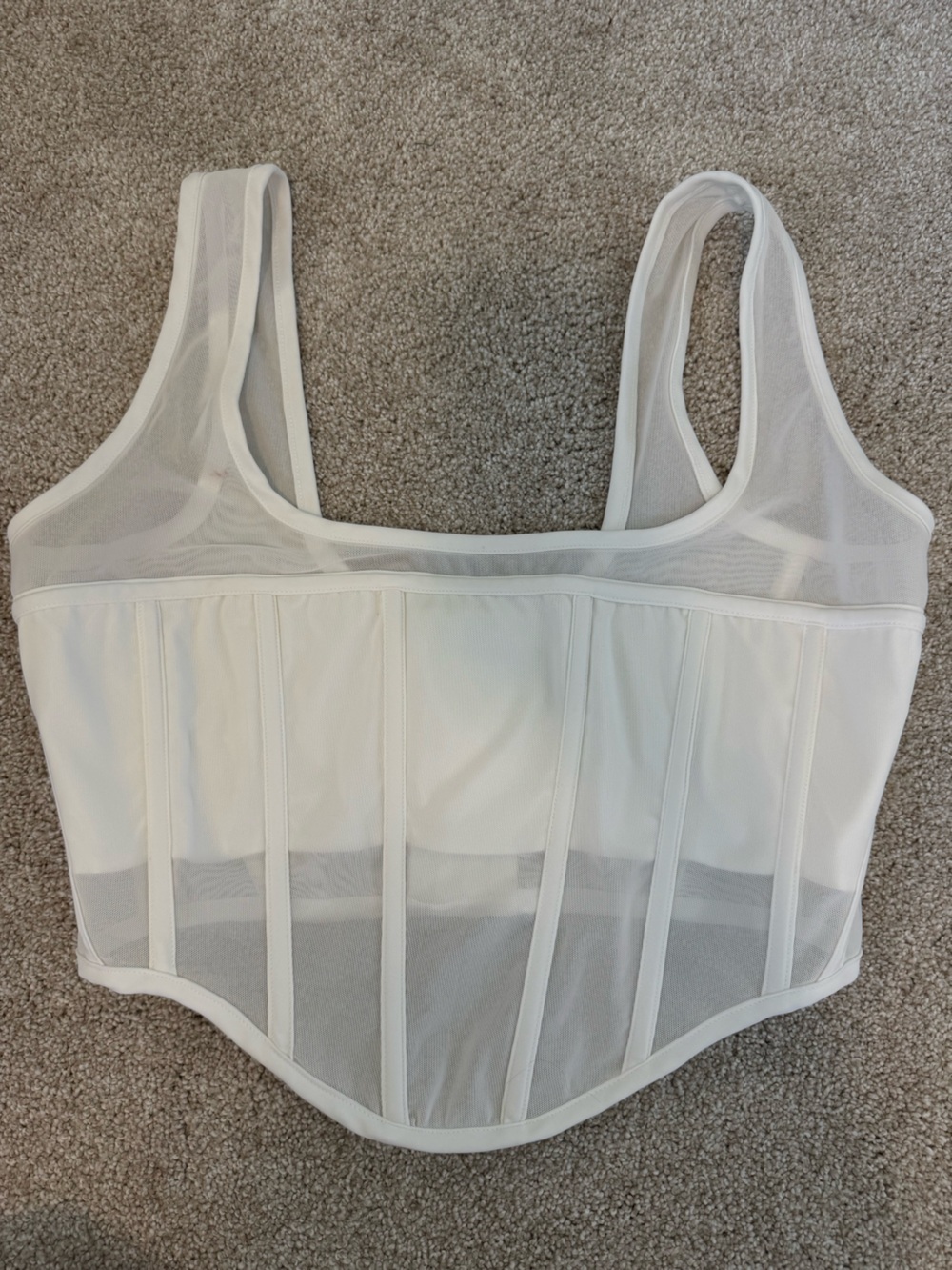 Meshki White Sheer Mesh Corset Bralette